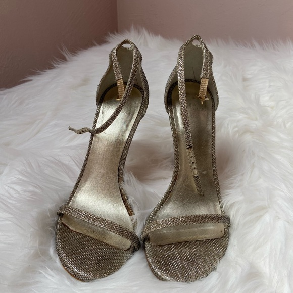 STUART WEITZMAN NUDIST SHIMMER HEELED SANDALS 120MM - Picture 4 of 12